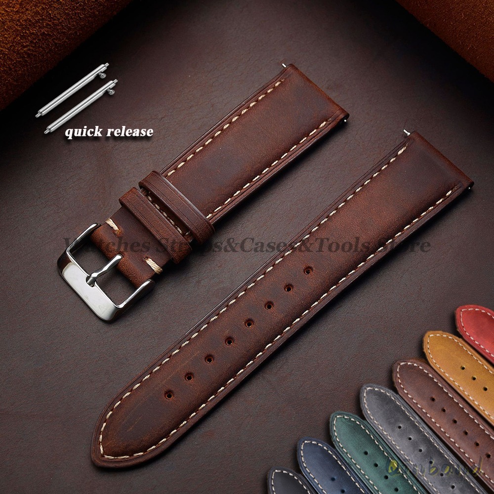 빈티지 소 가죽 시계 스트랩 14mm 16mm 18mm - Leather Strap Quick Release 리뷰 및 가격